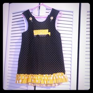 Girls polka dot school bus dress